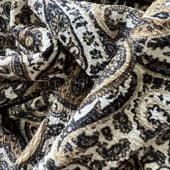 Michael Kors Womens Size 2X Blouse Paisley Print Long Sleeve Husk Tan Cream NWT - Picture 6 of 10